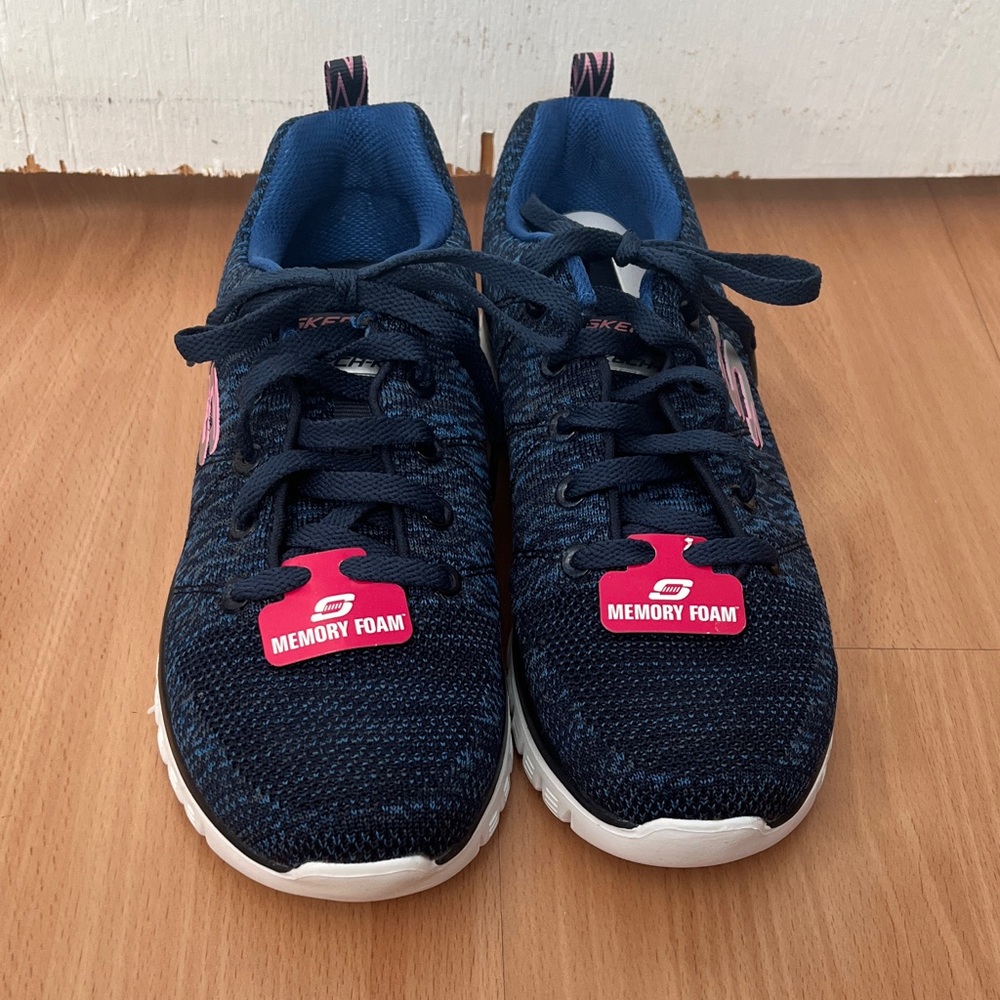 Skechers Dark Blue Athletic Shoes with Memory Foam